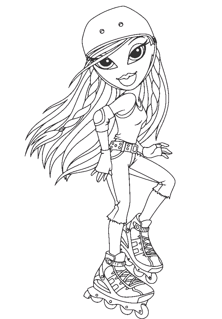 Раскраска Bratz на роликах