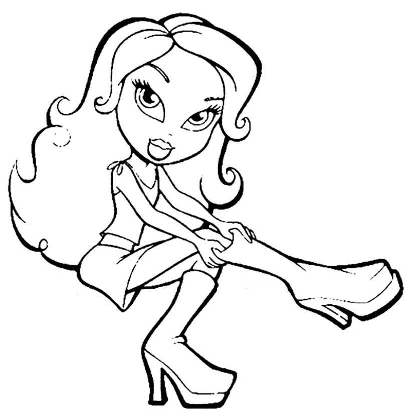 Раскраска У Bratz новые ботфорты